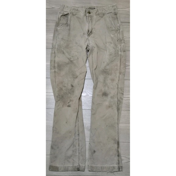 Carhartt Men's B324DKH 100% Cotton Tan Carpenter Pants 29x31 Distressed Thrashed - Picture 1 of 6